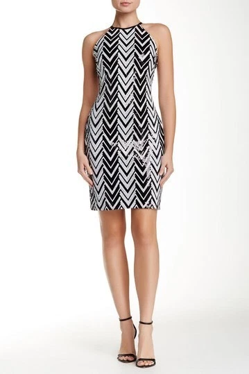 Marina Sequin Sheath Dress Black and White Chevron NWT and NWOT multiple sizes - Image 1 of 1