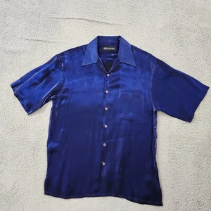 Damante Couture Collection Shirt Mens Medium Blue Shiny Retro Disco 90s Loop - Picture 1 of 10