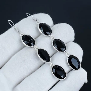 Black Spinel Gemstone Handmade 925 Sterling Silver Earring For Gifts JJ-710 - Picture 1 of 4