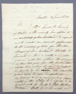 1831 Letter To The Sec of War – Wife Pleading The Discharge of Her Husband - Picture 1 of 5