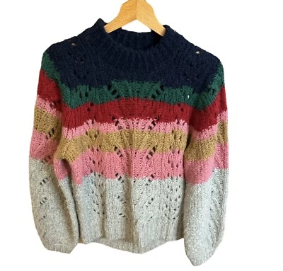 Suéter para mujer J Crew Point Sur tejido puntiagudo mediano cuello redondo bloque de color Foto 1 de 4