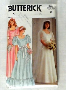 Vintage 80s Sewing Pattern Butterick 3063 Bridal Gown Wedding Dress Prom Uncut - Picture 1 of 2