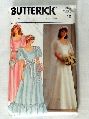 Vintage 80s Sewing Pattern Butterick 3063 Bridal Gown Wedding Dress Prom Uncut - Image 1 of 2