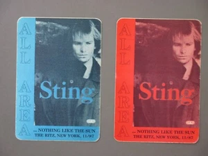 Sting backstage pass satin cloth stickers 2 Nothing Like The Sun Ritz NY All Are - Picture 1 of 1