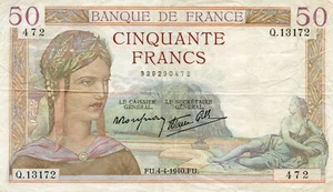 Europa, Frankreich 50 Franken 4.4.1940 - Bild 1 von 2