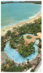 Acapulco Mexico Hotel Royal Largest Swimming Pool Aerial View Vintage Postcard - Picture 1 of 3