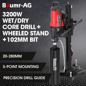 BAUMR-AG 3200W 280mm Wet/Dry Core Drill w/ Wheeled Stand & 102mm Bit Combo - Picture 1 of 12