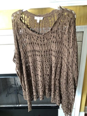 Suéter feminino estilo xale pulôver marrom divertido tamanho G/XL por decreto - Imagem 1 de 4