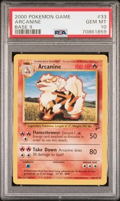 PSA 10 Arcanine 33 Base Set 2 Uncommon Pokemon Card - Image 1 of 2