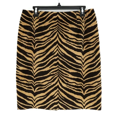 Talbots юбка миниатюрный 14P карандаш бархат животных печати коричневый с подкладкой офис винтажный - Изображение 1 из 4