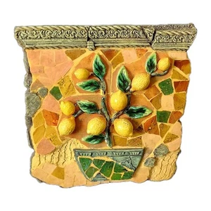 Vintage Italian Style Yellow Lemon Tree Hanging Wall Art Plaque 15" x 15" - Picture 1 of 11