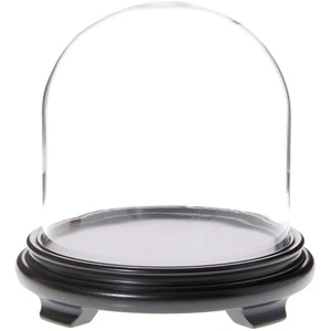 Plymor 8" x 8" Glass Display Dome Cloche (Black Wood Veneer Footed Base) - Picture 1 of 1