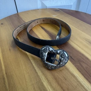 Justin Stiefel schwarz genarbtes Rindsleder Herzschnalle 503NY Damengröße 28 1991 " - Bild 1 von 6