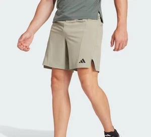 Adidas Men’s DESIGNED FOR TRAINING WORKOUT SHORTS In Silver Pebble Size S 9” - Picture 1 of 8