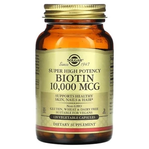 2 X Solgar, Super High Potency Biotin, 10,000 mcg, 120 Vegetable Capsules - Picture 1 of 2