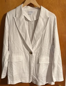 Blazer de lino para mujer 8 blanco Liz Claiborne - Imagen 1 de 5