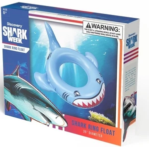 DISCOVERY SHARK WEEK LICENSED 35" INFLATABLE SHARK RING FLOAT POOL BEACH LAKE - Picture 1 of 5