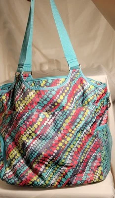 Thirty-One 31 All Pro Tote Pool Beach Gym Yoga Travel Diaper Bag Graffiti Dot  - Image 1 of 4