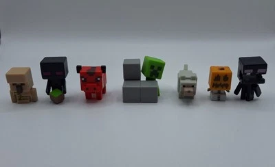 "Lote de 5 mini figuras de Minecraft Mattel 1"" juguetes coleccionables Creeper, calabaza, excelente" Foto 1 de 4