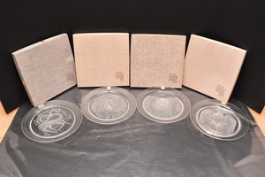 VTG Lalique France Crystal glass SET 4 plates 1968, 70, 71, 76 Annual W BOXES - Picture 1 of 19