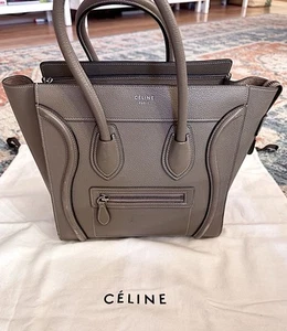 Celine Small Luggage Gray Taupe Handback Leather With Dust Bag - Picture 1 of 14
