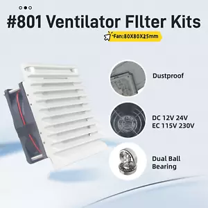 106X52m #801 Ventilation Filter Filter Fan Set with 80x25mm Dual Ball Fan, IP44 - Picture 1 of 16