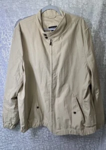 Lands’ End Bomber Style Lined Windbreaker Rain Jacket Sz XL Beige 3 Pockets - Picture 1 of 10
