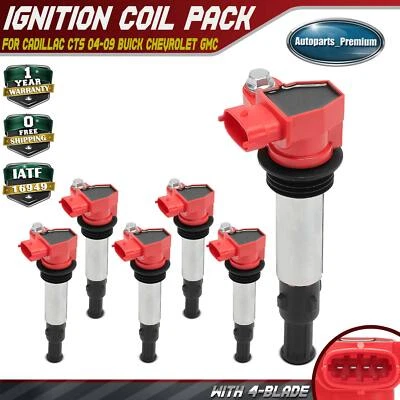 6Pcs Red Ignition Coil for Cadillac CTS 2004-2009 Buick Enclave Chevrolet GMC - Image 1 of 4
