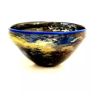 Lisa Aronzon Fire Bowl 1992 vidrio artístico de estudio con fuegos Ash Oakland firmado 8 3/8 - Imagen 1 de 9