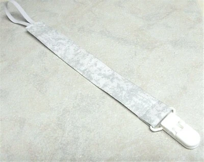 NB Baby Infant Toddler Pacifier Clip Handmade Teething Ring Leash Binky Gray - Image 1 of 2