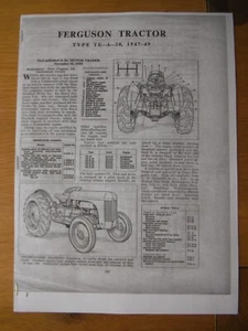 1949- FERGUSON TEA 20 (BENZIN) TRAKTOR "HÄNDLER" DATENHEFT (FOTOKOPIE) - Bild 1 von 2