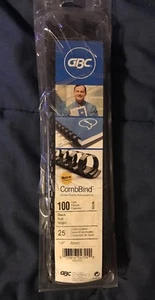 GBC CombBind Binding Spines 0,25 Zoll Spine schwarz 94 Splines links in offener Box - Bild 1 von 3