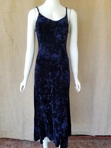 vtg 90's BETSEY JOHNSON royal blue stretch velvet womens vintage maxi dress M - Picture 1 of 11