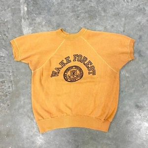 Vintage 60s Wake Forest University Arch Spellout Raglan Sweatshirt True Vintage Crest - Bild 1 von 3