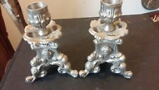 Vintage Petits Bougeoirs Bronze Argentè.Small Silver Bronze Candlesticks.