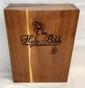 1971 Vintage The New American Bible in Cedar Wood Box from Local 257 Lynn MA. - Picture 1 of 19