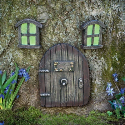 Miniature Fairy Door & Windows Glow in Dark for Enchanted Garden Fairies Gnomes - Image 1 of 4