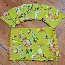 Crate and Barrel Table Cloth (60x90) & Napkins Set of (6) Pattern "Irene" Green