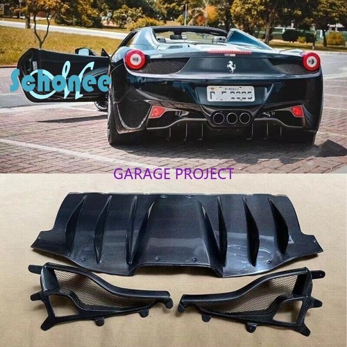 carbon fiber rear bumper diffuser fog light cover for ferrari 458 ...