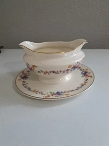 Warwick Gravy Boat Underplate AB9474-A Cream & Florals - Picture 1 of 4