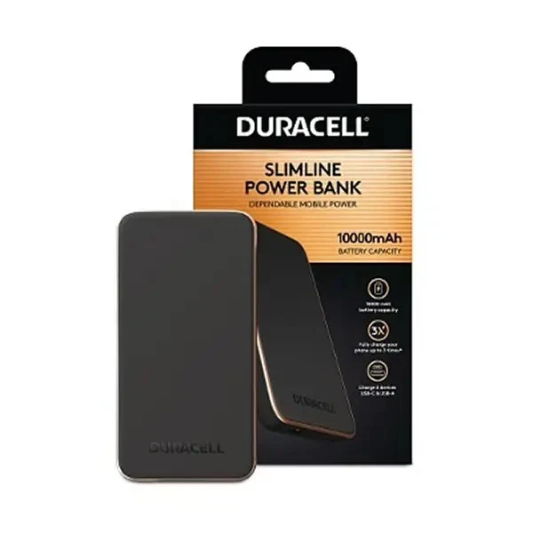 Duracell Power Bank - 10000 MAH - Slimline - Can Charge 2 Devices at Once