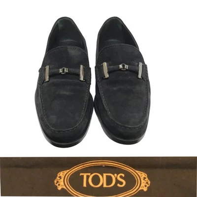 Tods Suede Navy Bit Slip On Loafers - Image 1 of 4