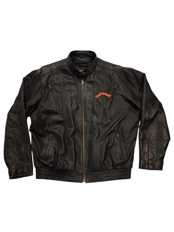 钻石板皮革摩托车夹克 3X Live to Ride Eagle 布贴宽松 — 第 1/4 张图片