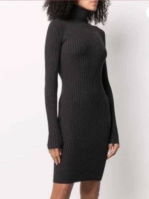 Wolford Gray Ribbed Knit Bodycon Dress Wool Cotton Blend NWT Size L MSRP $770 - Image 1 of 4