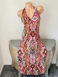 Maxi Vestido J Valdi S Halter Profundo V Cuello Alto Largo Vestido Colorido Sumergir - Imagen 1 de 9