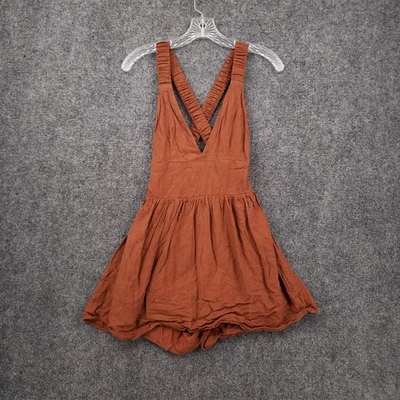 Abercrombie Fitch Romper Womens PS Small Petite Brown Sleeveless Crisscross Boho - Image 1 of 4