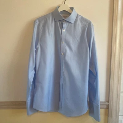 Camisa de vestir Charles Tyrwhitt azul claro puños franceses extra ajustada 15 1/2 34 Foto 1 de 3