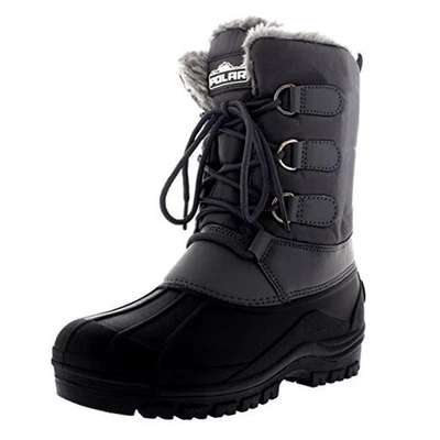 POLAR Mens Muck Lace Up Short Nylon Winter Snow Rain Lace Up Casual 11 Grey - Image 1 of 4