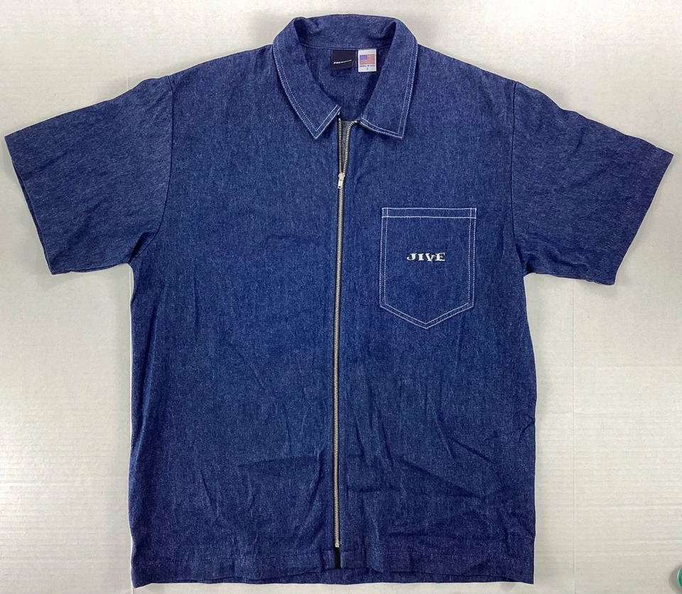 Vintage Freshjive Denim Shirt Zipper Rave Hip Hop Grunge USA 80s 90s Fresh Jive - Image 1 of 4
