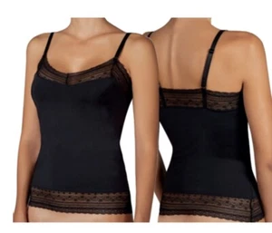 Camiseta de Tirantes Microfibra E Insertos Encaje - Disponible Negra - Picture 1 of 20